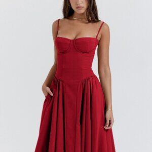 Sweetheart Neck Ruched Midi Dress | New Sleeveless A-Line Formal Dress